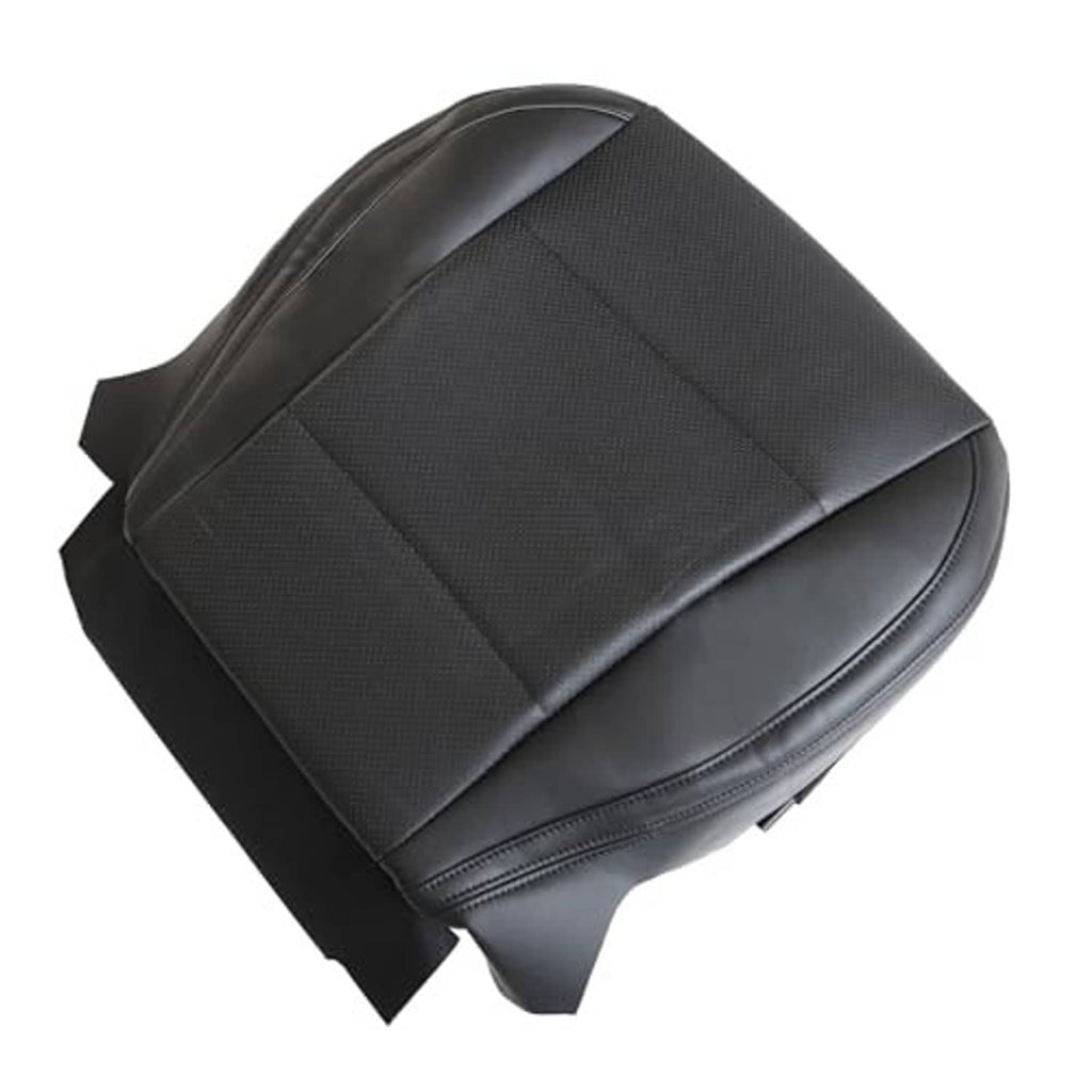 Black perforated seat cover with textured center insert and rounded edge stitching detail.