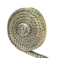 Gray fiberglass flat gasket roll with green-labeled backing strip