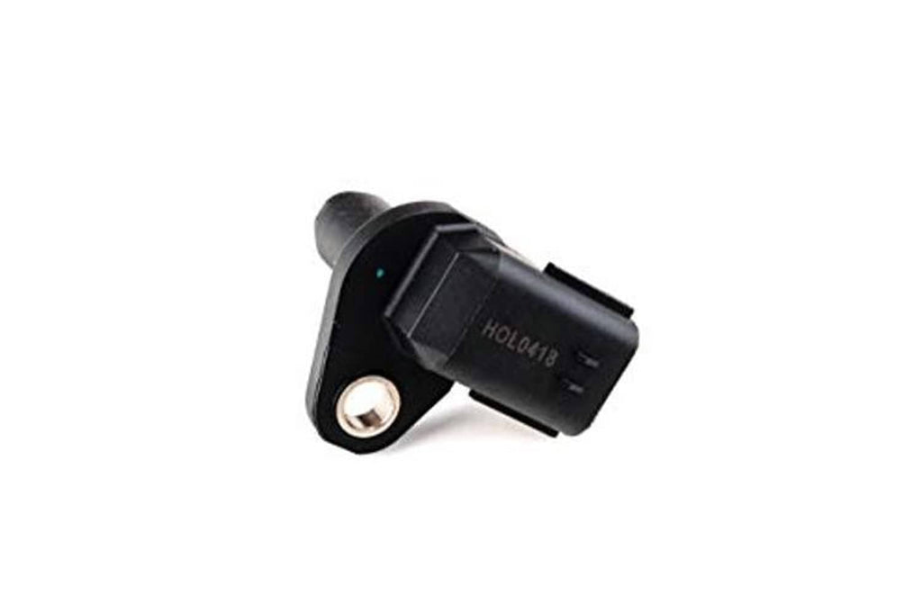 Camshaft position sensor with round metal mounting hole and electrical connector