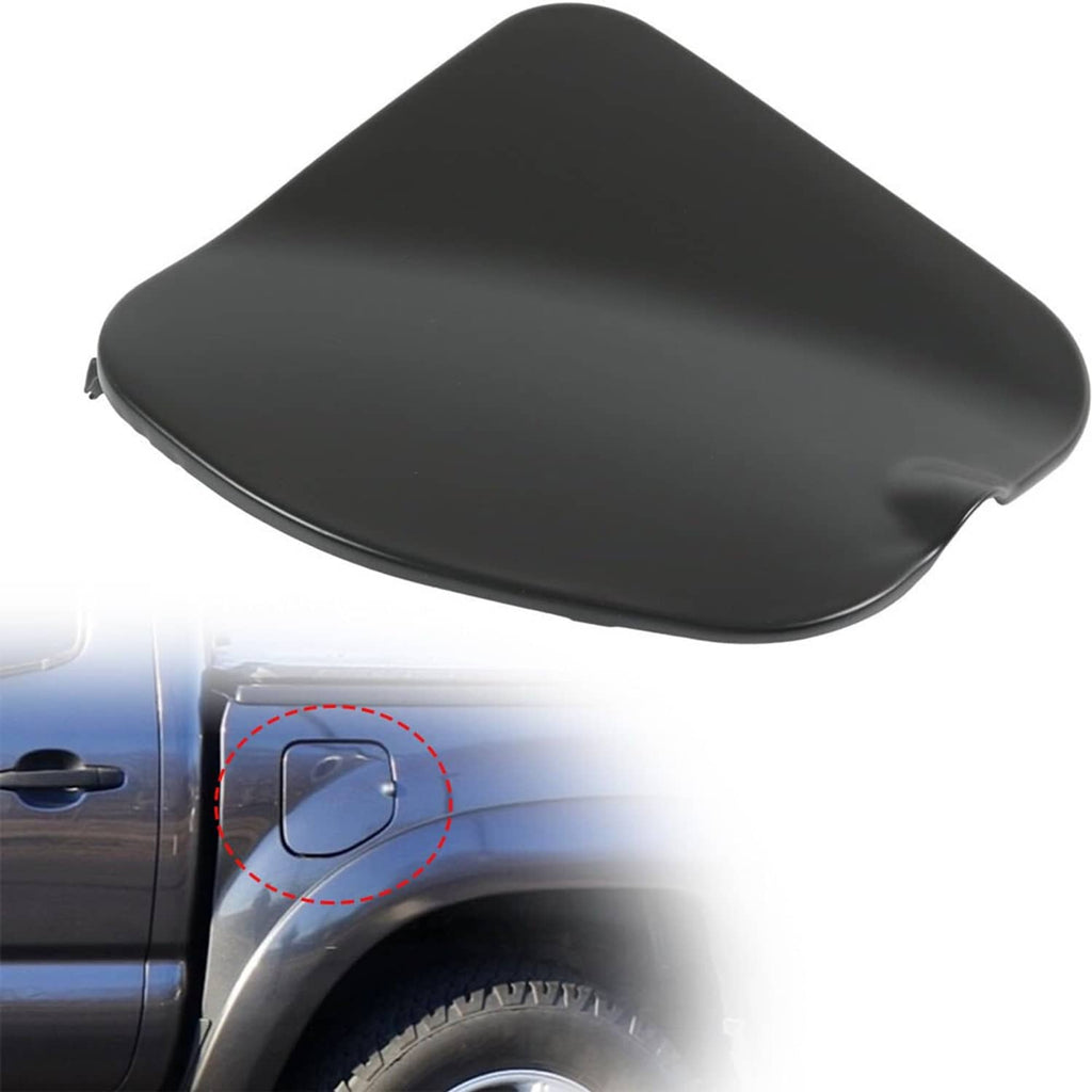 Black fuel filler lid cap with smooth rounded cover and small side mounting tab