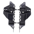 Set of 2 black front bumper bracket retainers with mounting hooks and holes