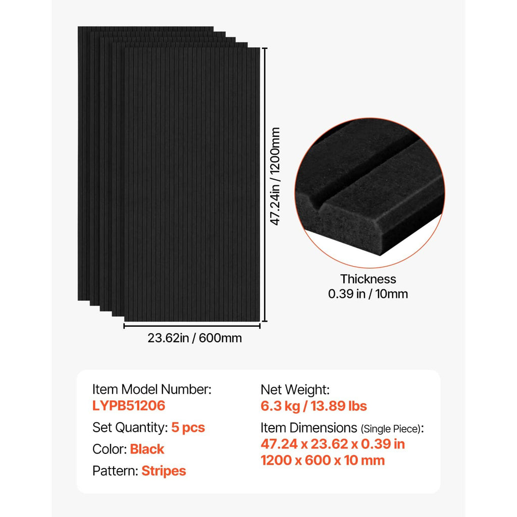 Black acoustic wall panel thickness close-up, 10mm foam section