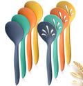 Set of 8 large serving spoons in orange, blue, yellow, and green