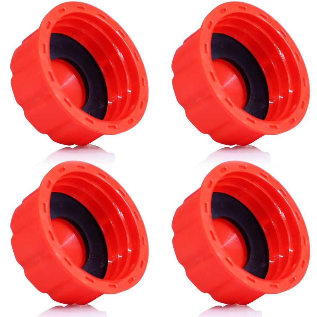 Set of 4 red 5-gallon gas can replacement caps with black rubber gasket inserts
