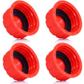 Set of 4 red 5-gallon gas can replacement caps with black rubber gasket inserts