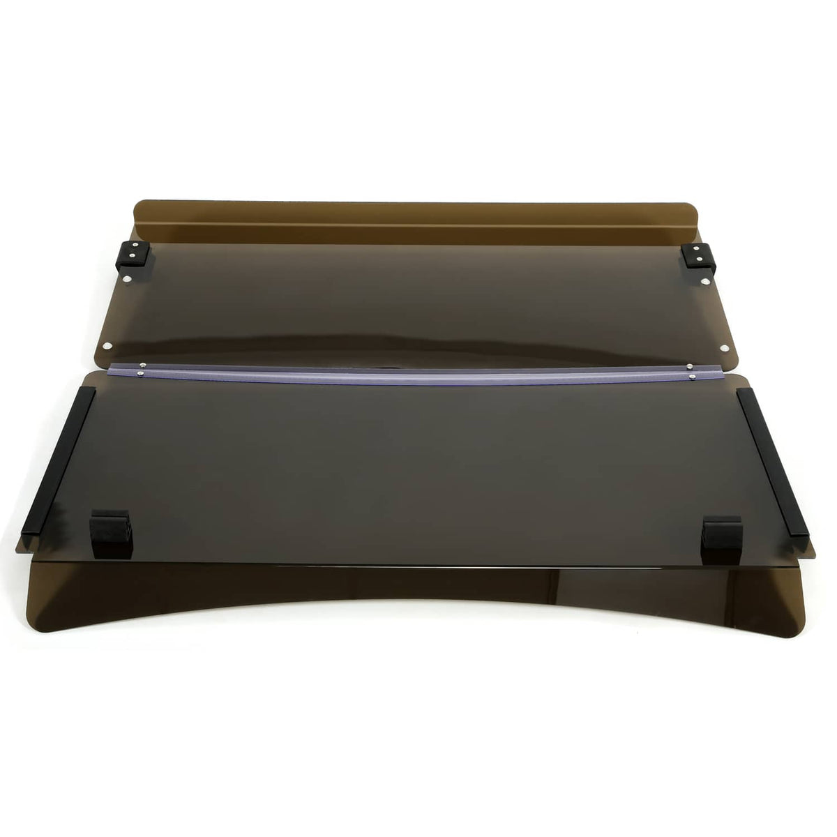 Tinted folding windscreen installed flat on front cart frame
