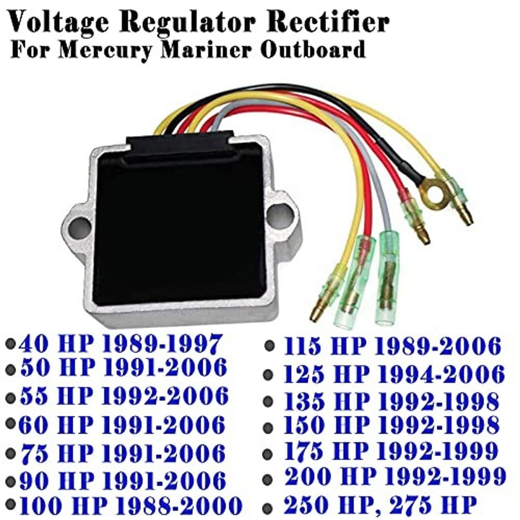 6-wire voltage regulator rectifier with black electronic module and colored leads