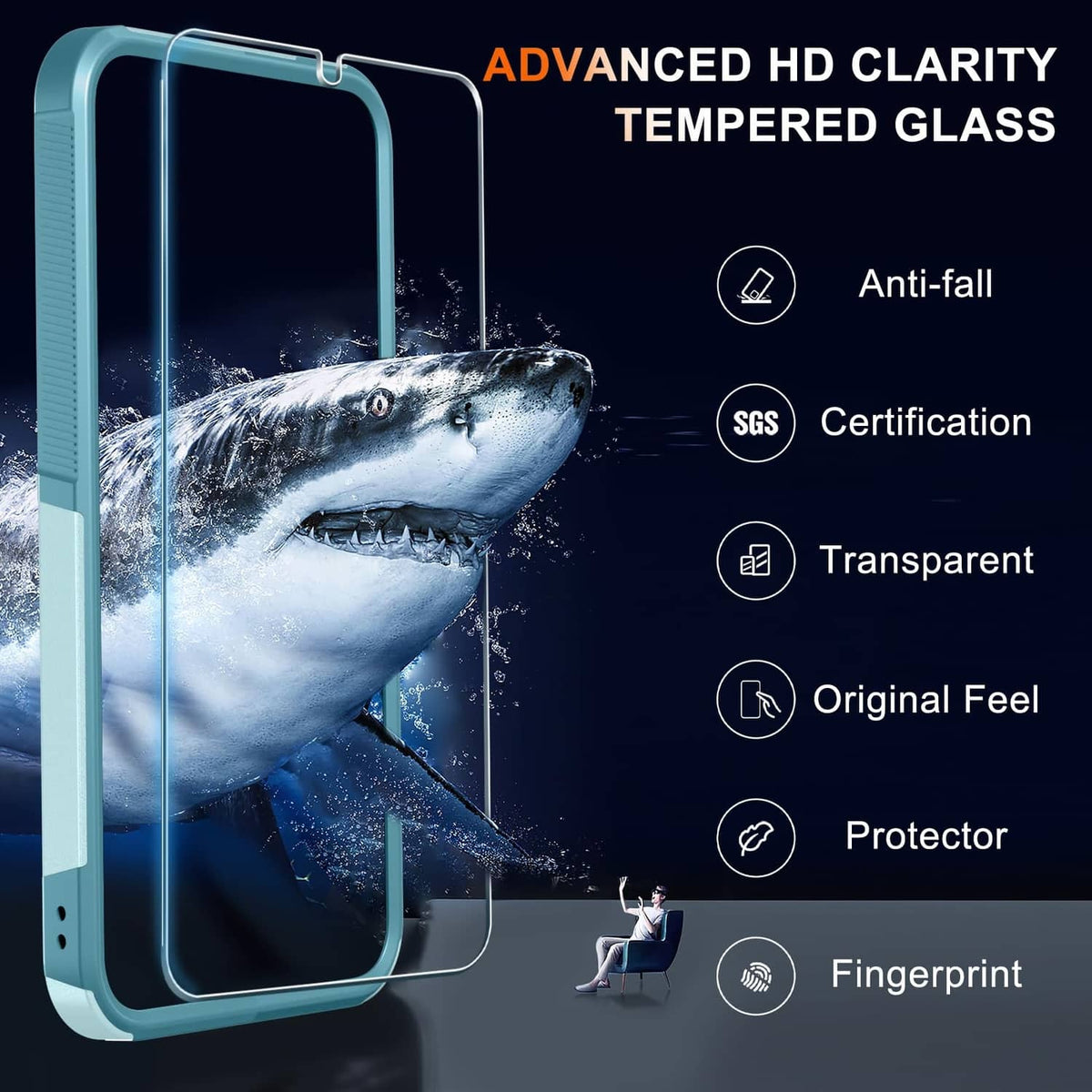Mint green case with tempered glass screen protector for Galaxy S25 FE