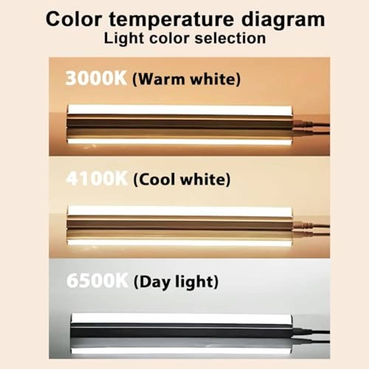 T5 fluorescent tube with color temperature light selection examples