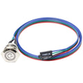 Metal PC case power button switch with LED, round silver face and multicolor wire leads