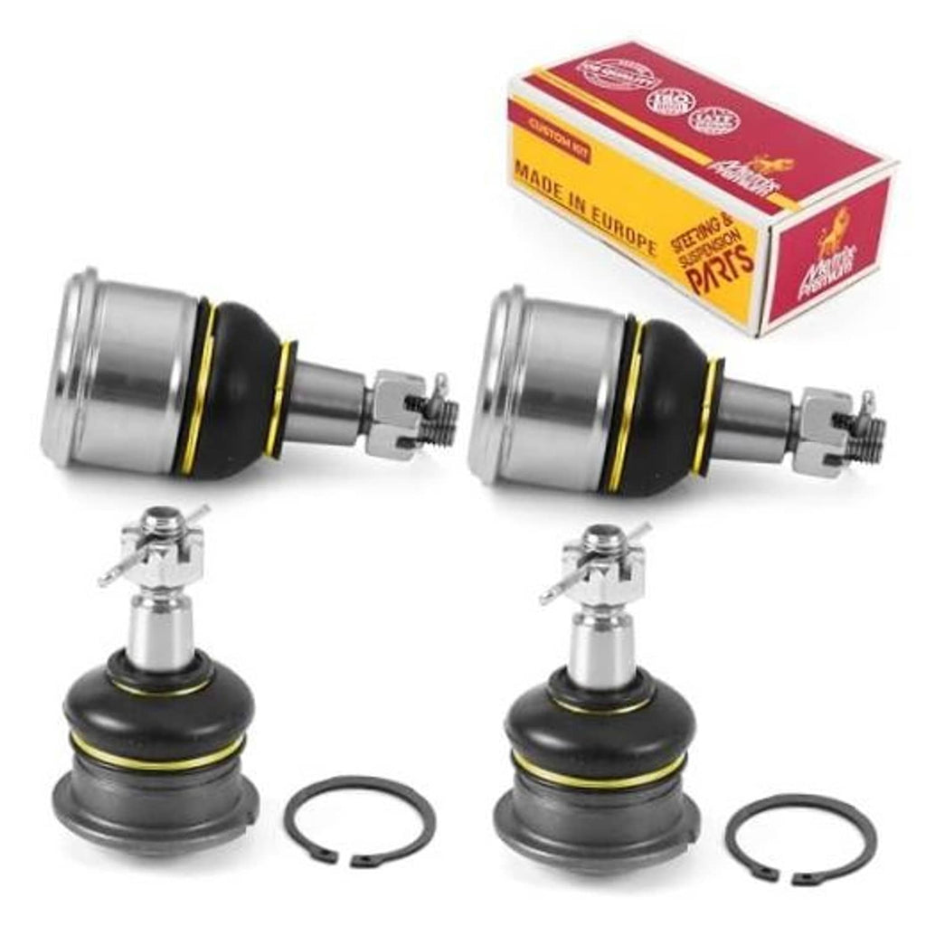 Ball joint kit: upper and lower joints with black boots and metal housings