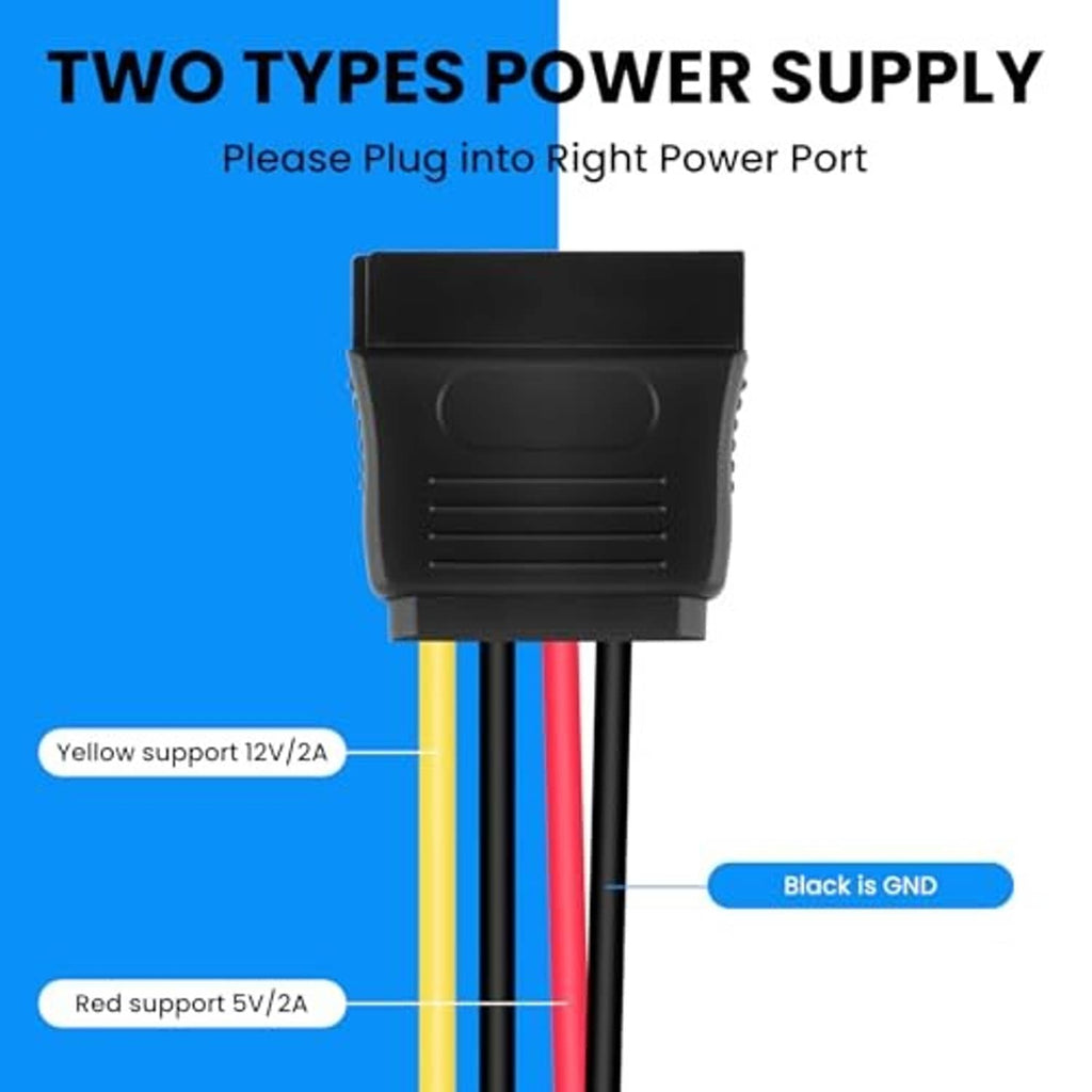Power splitter cable showing black connector with color-coded yellow, red, and black wires