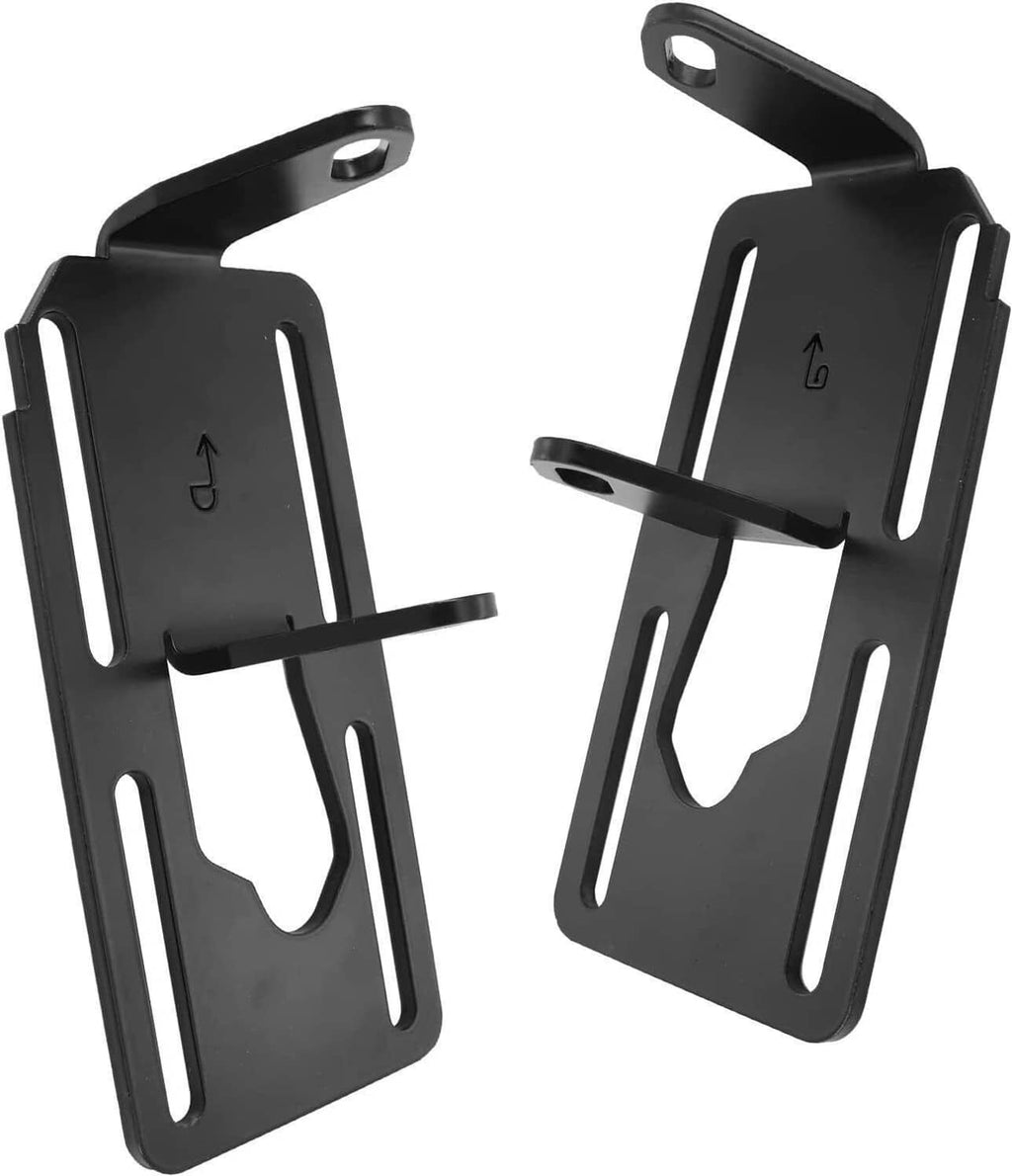 Pair of black adjustable engine mount brackets with side mounting tabs