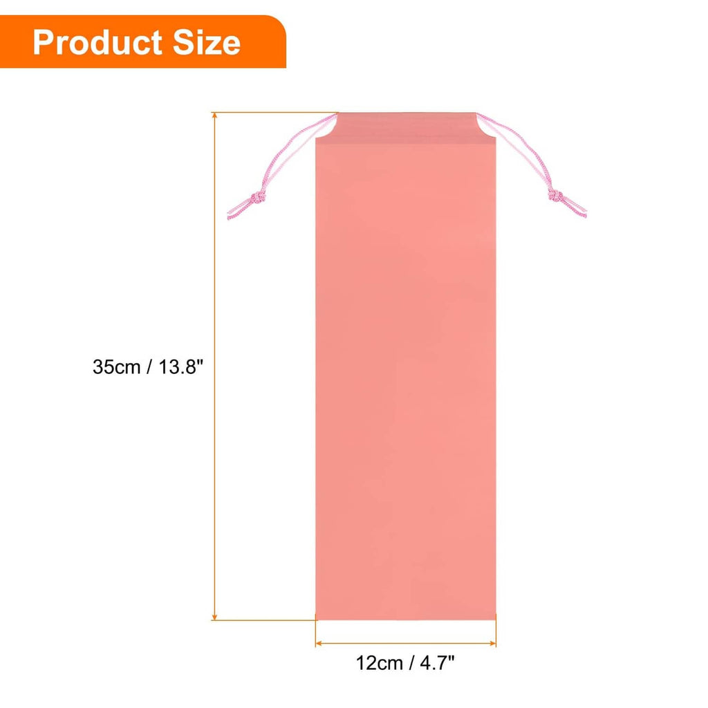 Pink umbrella wet sleeve bag, 13.8 x 4.7 in, with drawstring ties
