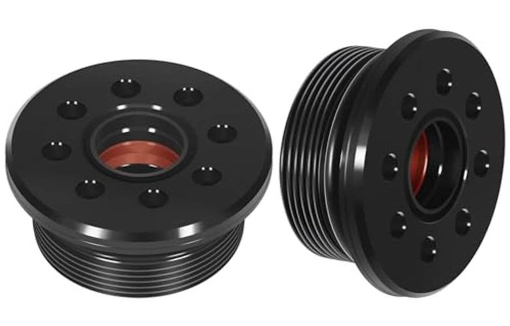 Black outboard trim cap cylinder with seals, two-round face and ribbed body set