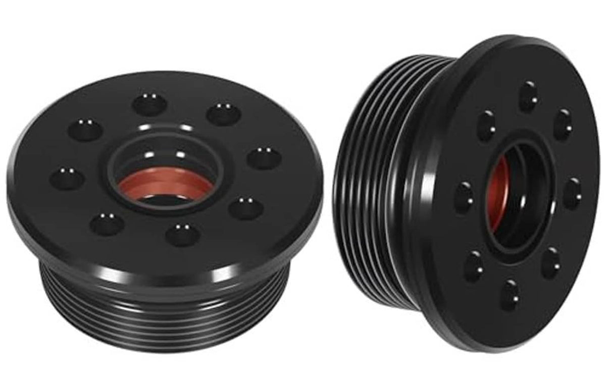 Black outboard trim cap cylinder with seals, two-round face and ribbed body set