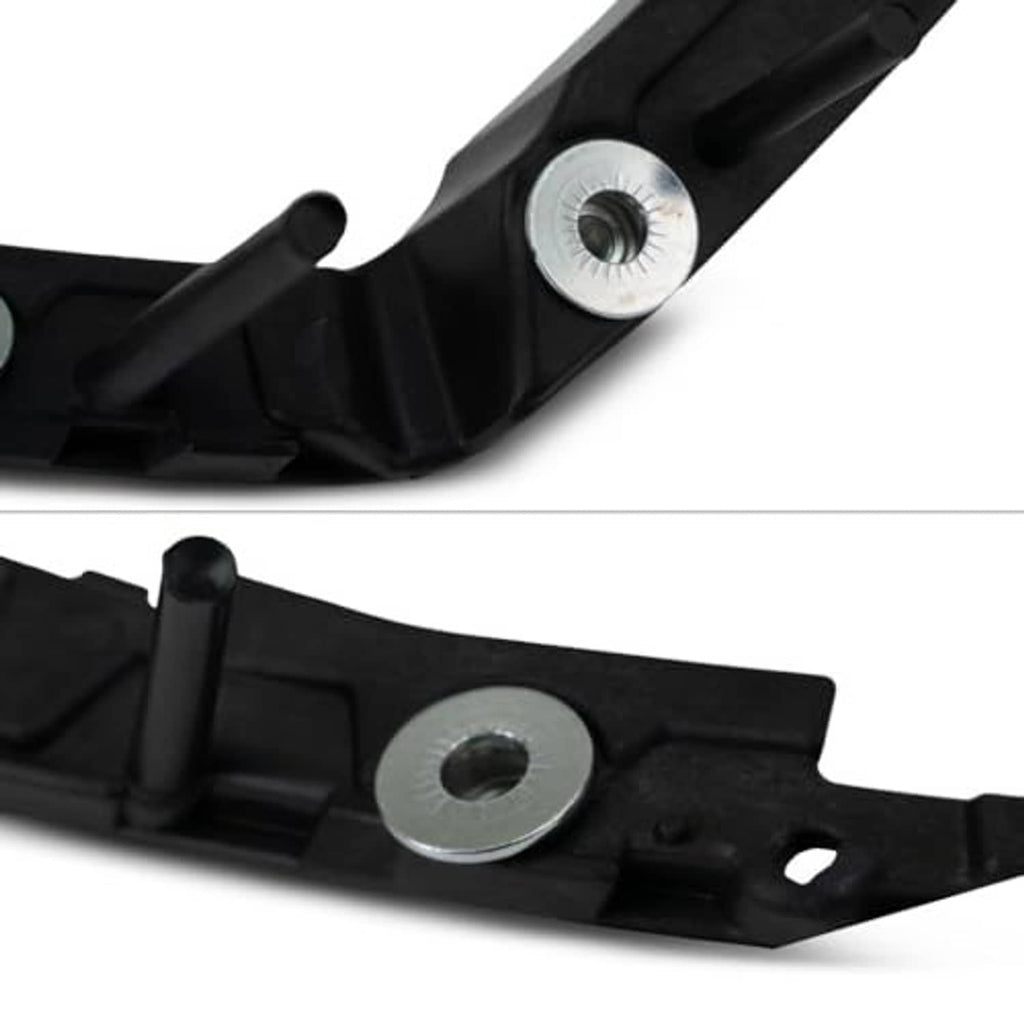 Close-up of black bumper cover retainer clips with metal threaded inserts