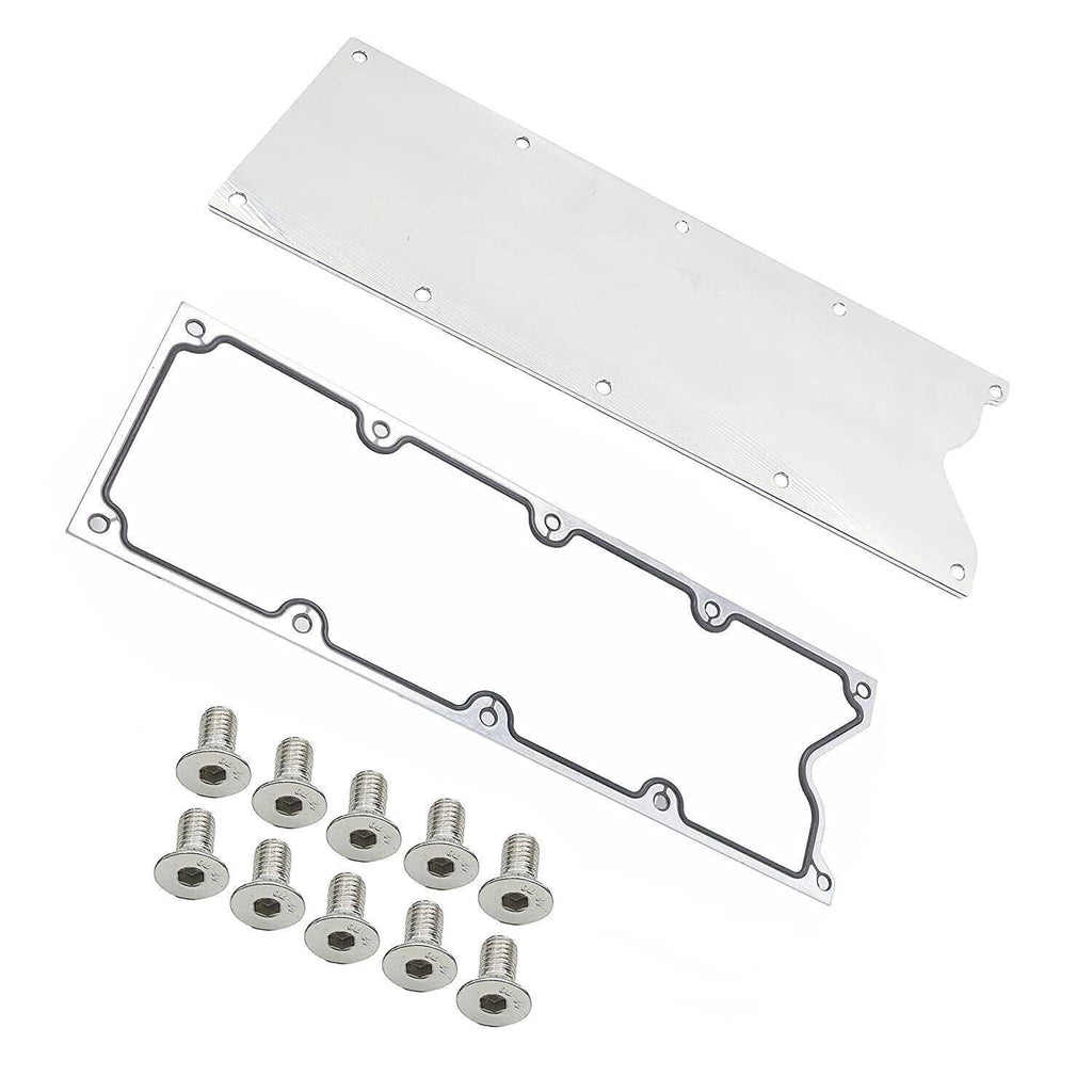 Aluminum valley cover plate, gasket, and stainless bolts kit, silver finish