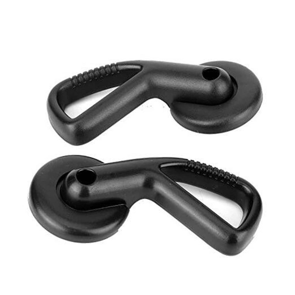Auto car seat adjuster handle lever, 2 black plastic knobs with loop grips