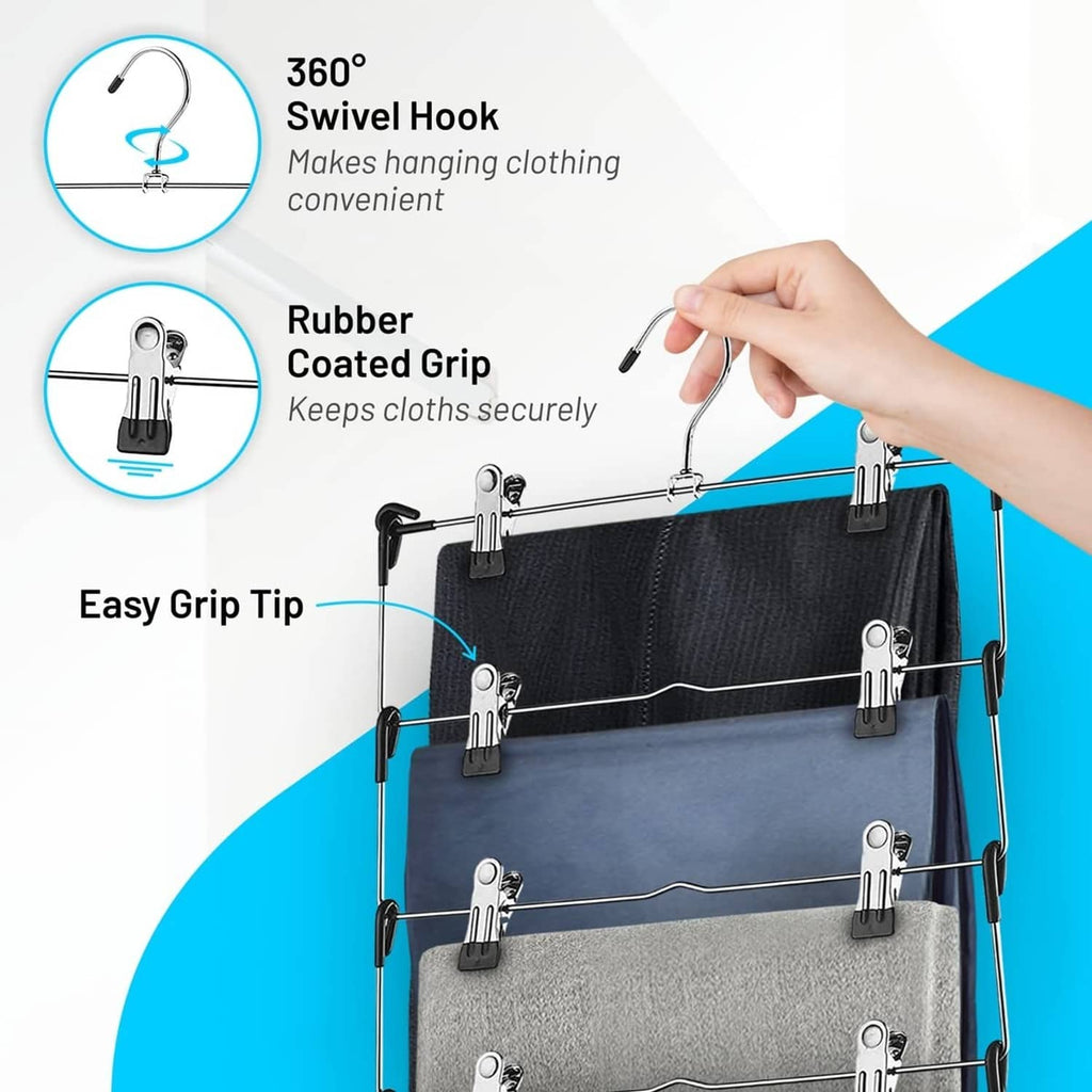 Deilsy 5-tier skirt hanger with rubber-coated grip clips and easy-grip tips