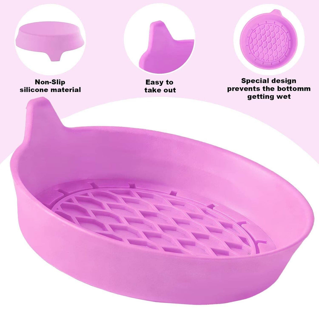Pink silicone car cup holder coaster with non-slip embossed surface and raised rim