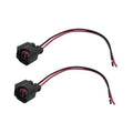 Fuel injector connector 2-pack with black housing and red wire leads, two matching sockets