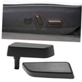 Set of black right-side seat button covers with one large and one smaller piece.