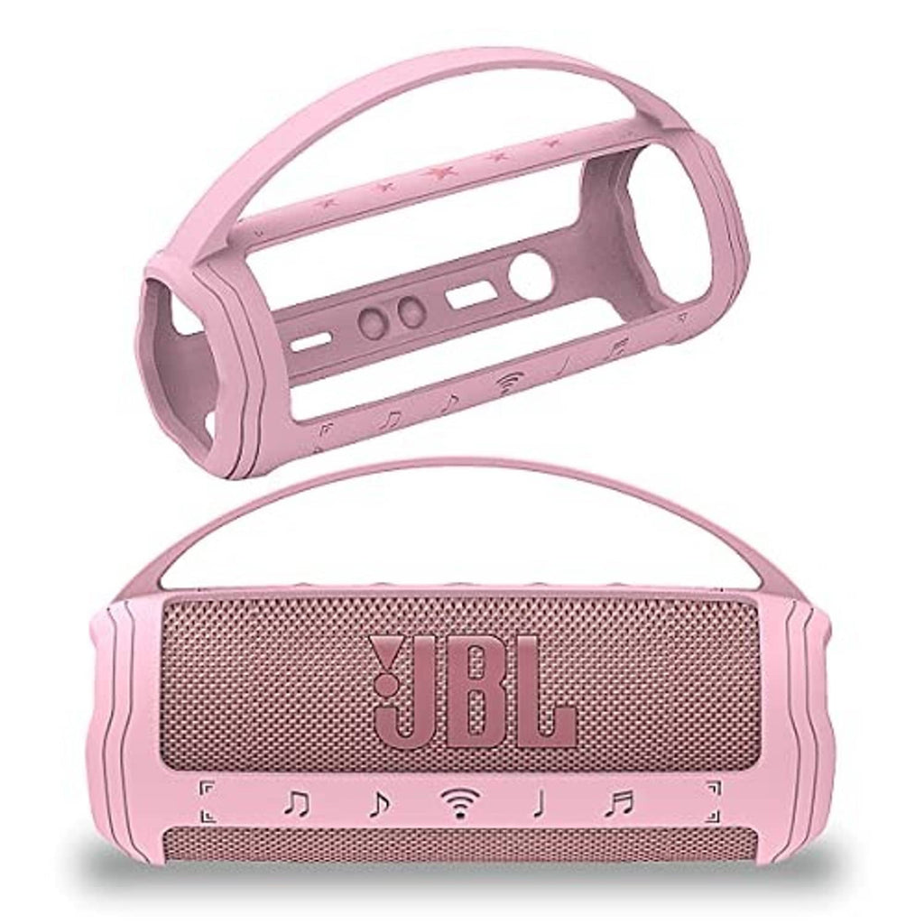 Pink silicone cover case for JBL Flip 6 speaker with front grille and button cutouts