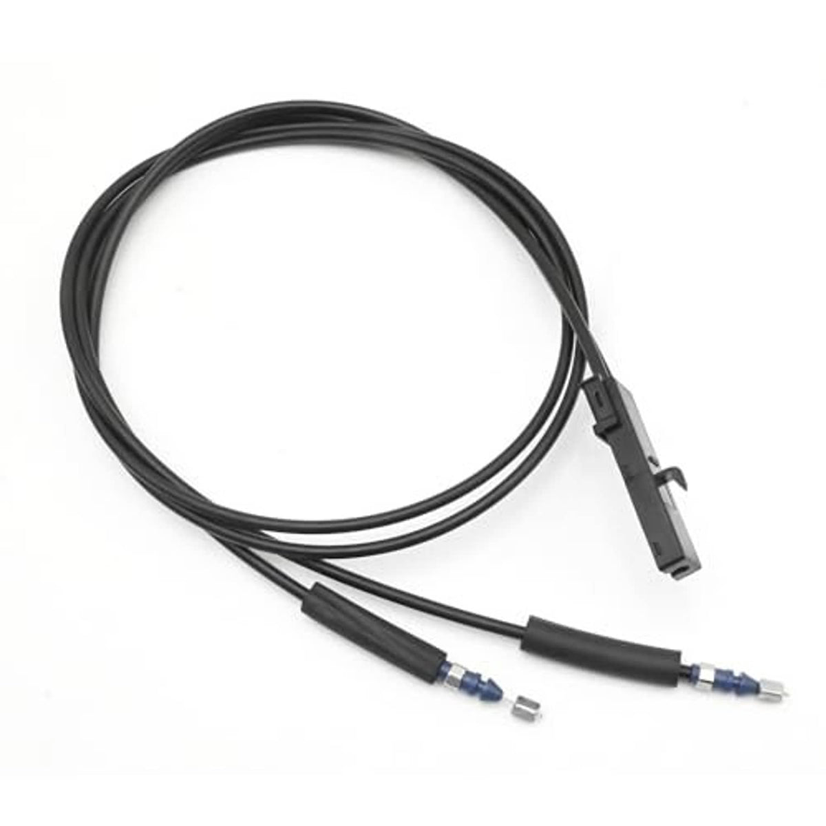 Front hood latch lock release wire cable, black with connector module and dual leads