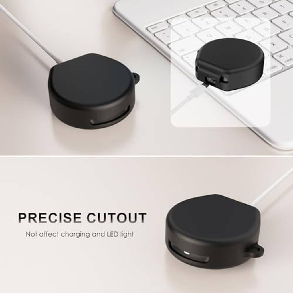 Black silicone case cover with precise cutout for Oura Ring 4 charging case