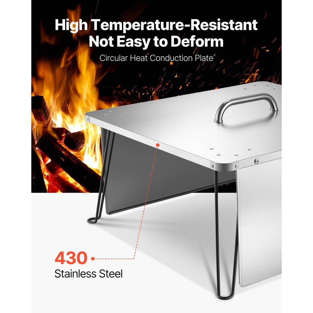 Stainless steel circular/square heat deflector plate with handle, designed for heat
