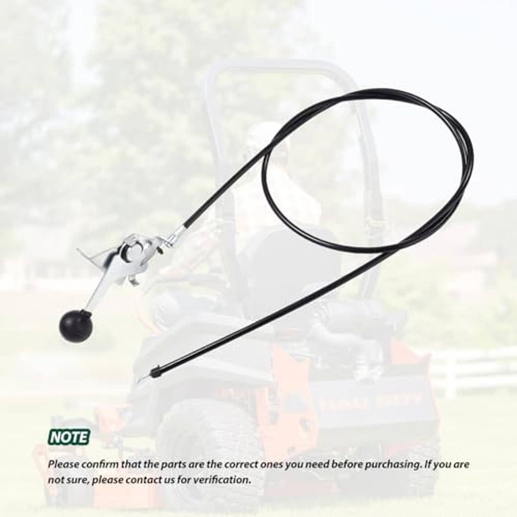 Throttle control cable set with silver lever and black knob, black wire loop