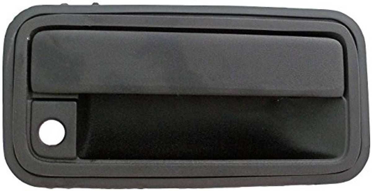 Black exterior front passenger door handle with circular keyhole cutout