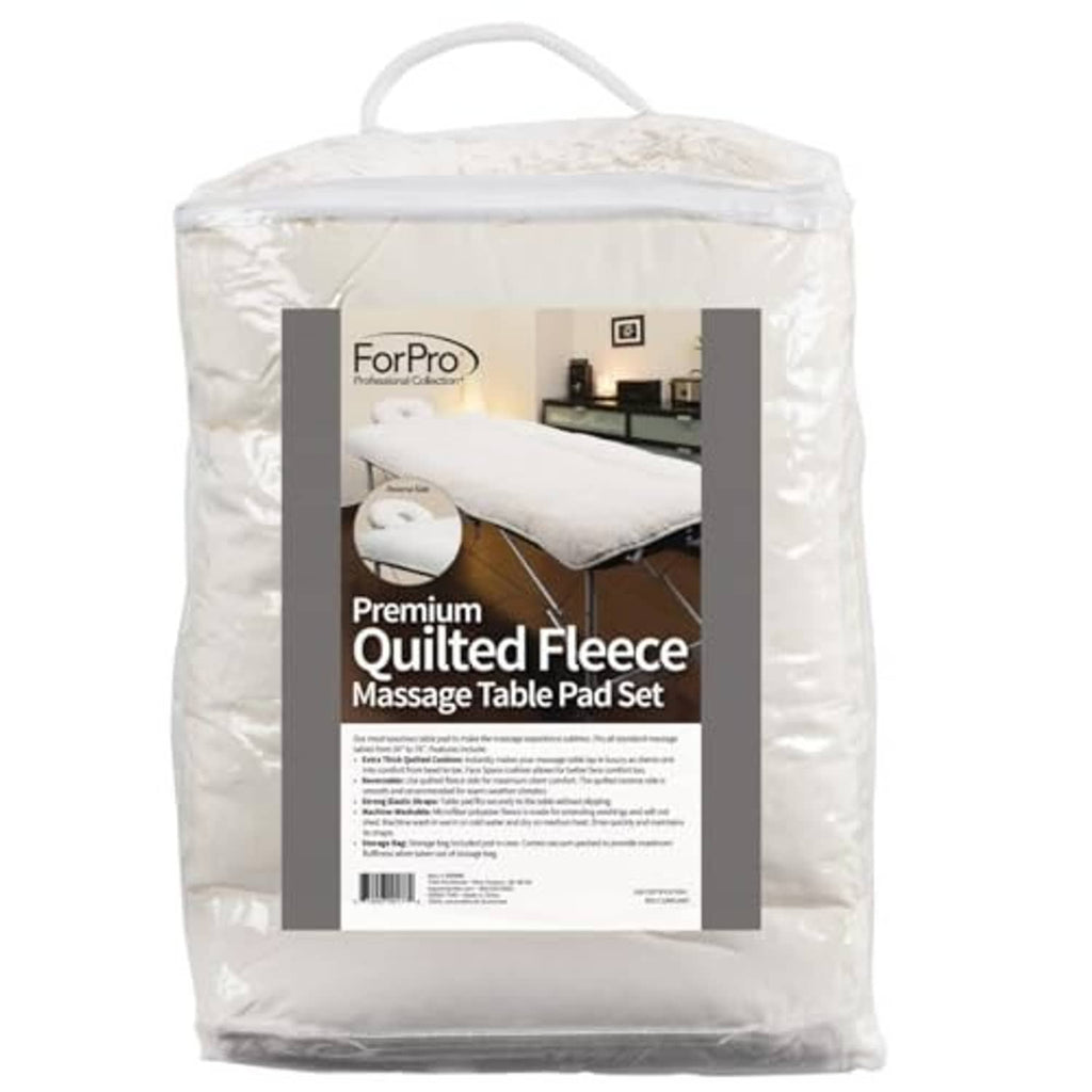 Premium quilted fleece table pad set package, natural plush pad inside.