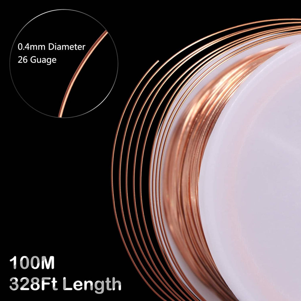 Rose gold copper jewelry wire on reel, fine 26-gauge strands in close-up