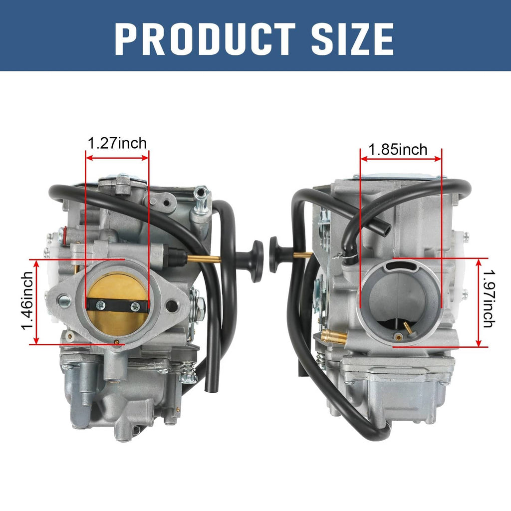 ATV carburetor side view with intake fitting and air port opening