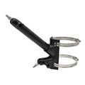Black 2-in-1 pole mount with two metal mounting bands and 1/4-inch threaded bolts