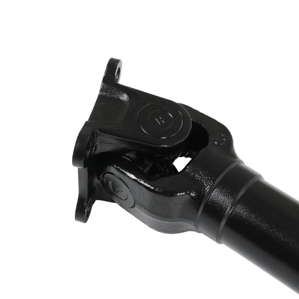 Front driveshaft prop shaft assembly with glossy black joint housing and flange connection
