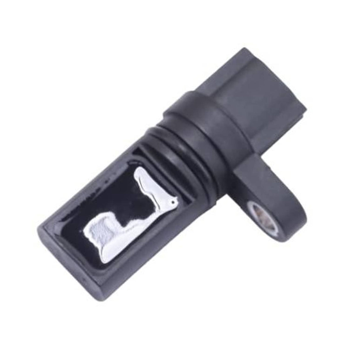 Camshaft position sensor with black plastic connector and metal contact plate