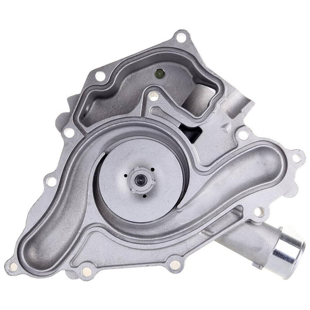 Car water pump assembly with round impeller cover and metal mounting base