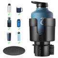 Black U-shaped car cup holder expander with expandable base