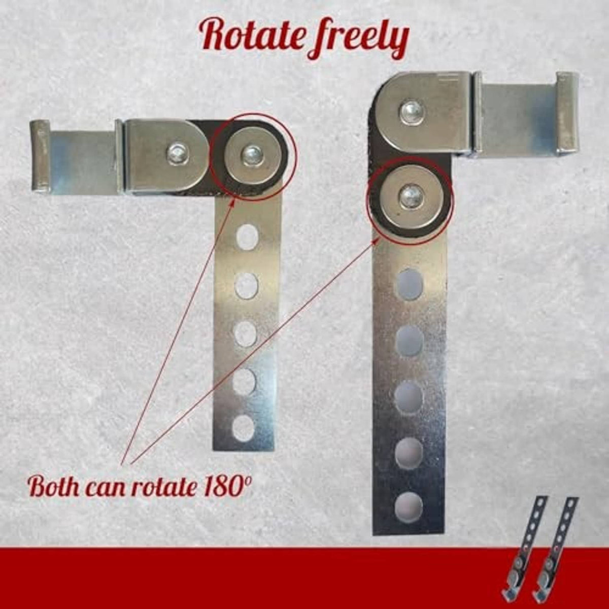 Swivel-style exhaust hanger bracket with two circular rubber wheels on steel plates