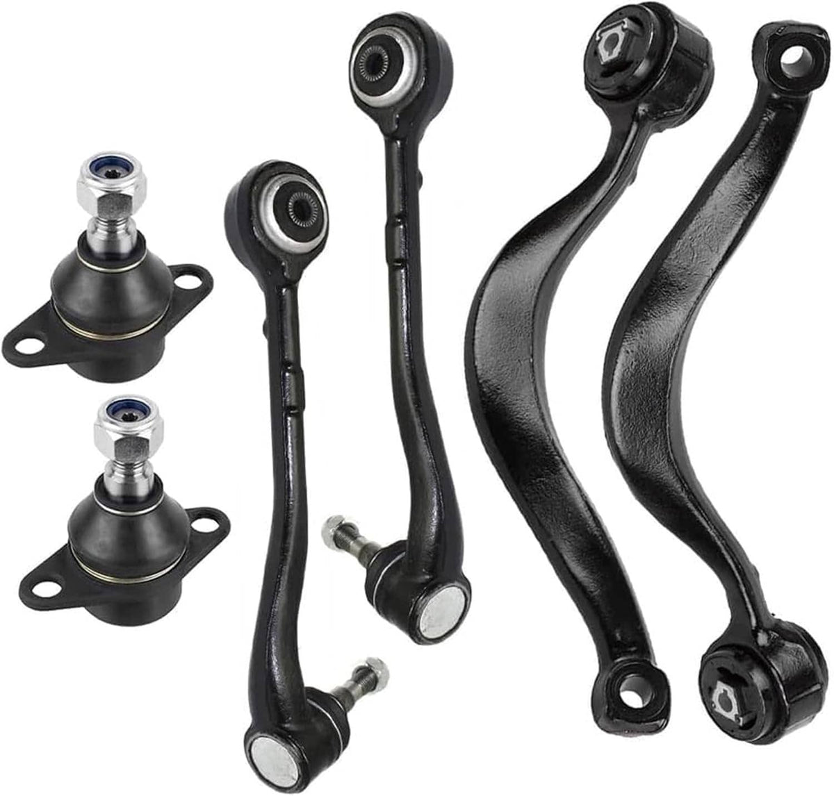 Front control arm links with ball joints, black arms and chrome hardware kit