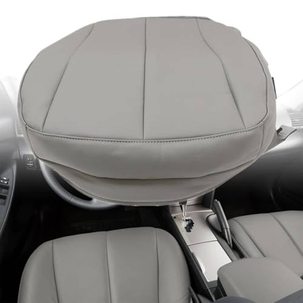 Gray front driver-side seat bottom replacement cover with front edge piping