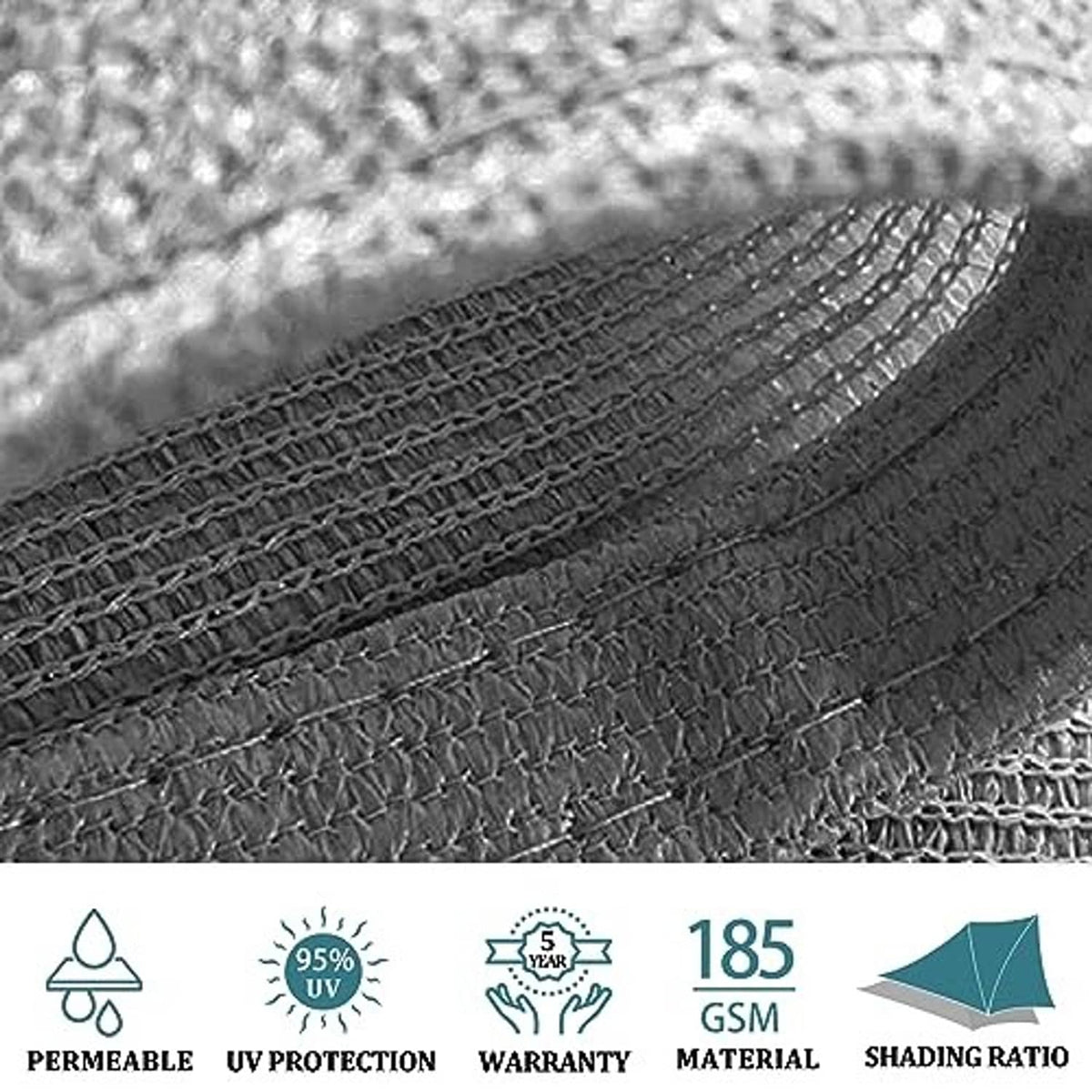 White woven shade sail fabric close-up with tight mesh texture