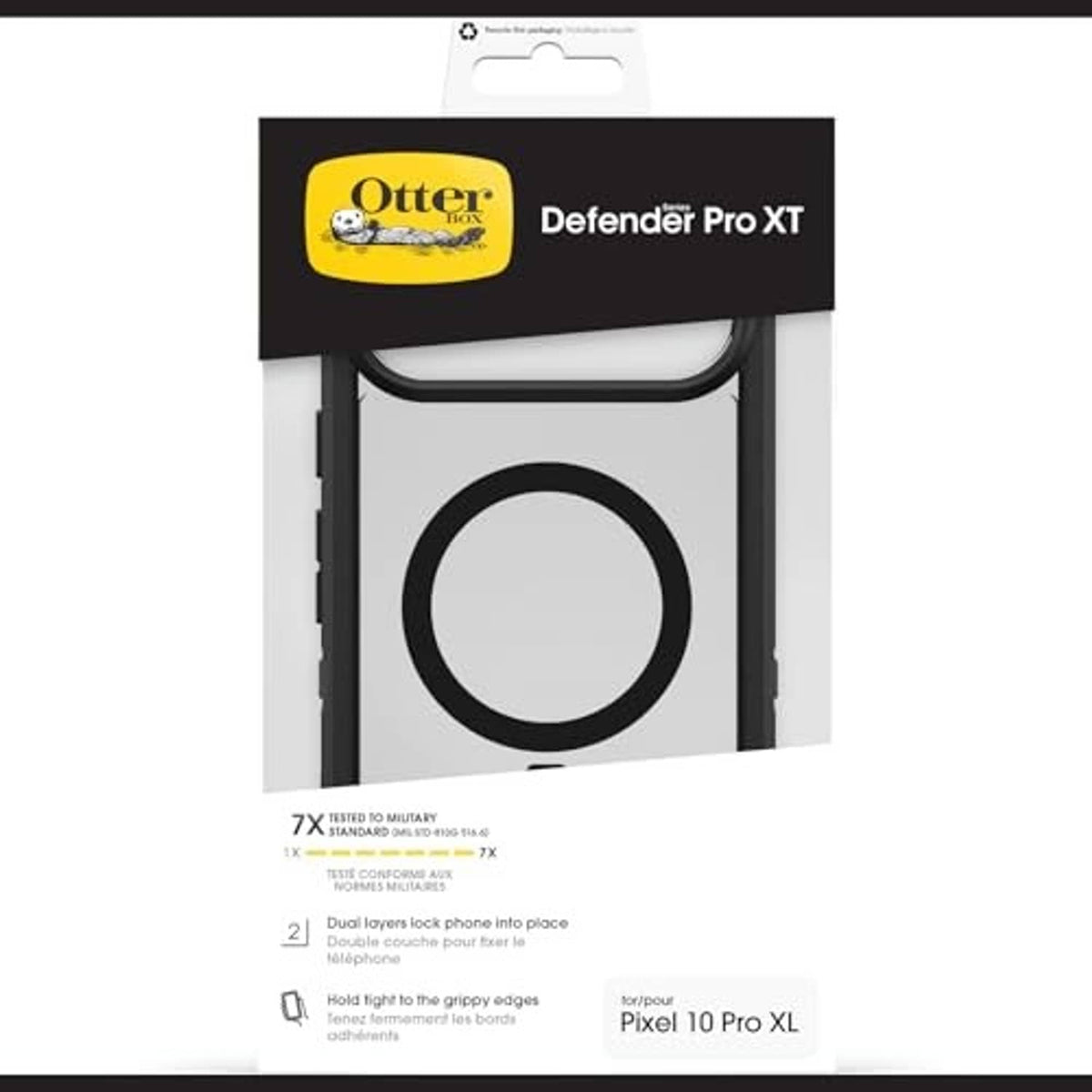 OtterBox Defender Pro XT retail package for Pixel 10 Pro XL phone case, black.