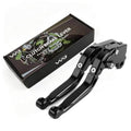 Black CNC folding brake and clutch lever set with adjustable pivot mount