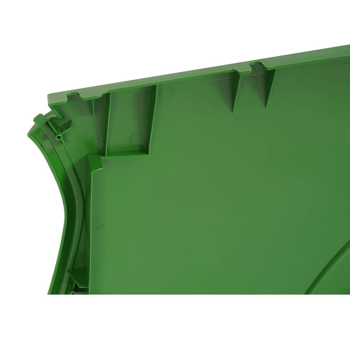 Green RH hood side panel with molded contours and mounting clips
