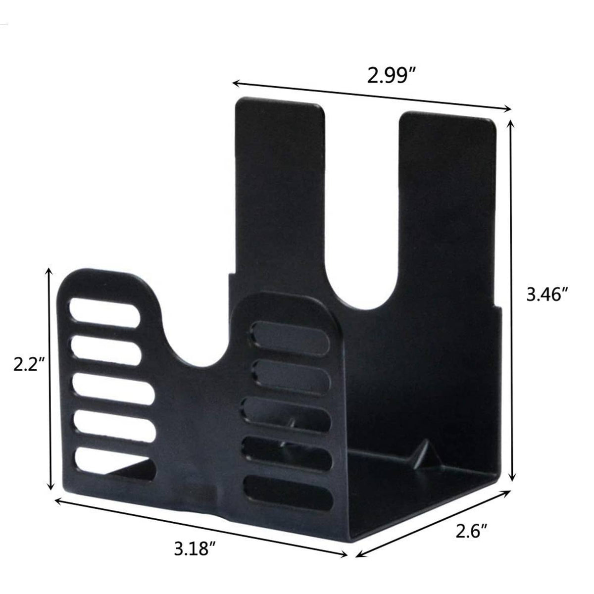 Black universal rotisserie motor bracket with slotted fork supports