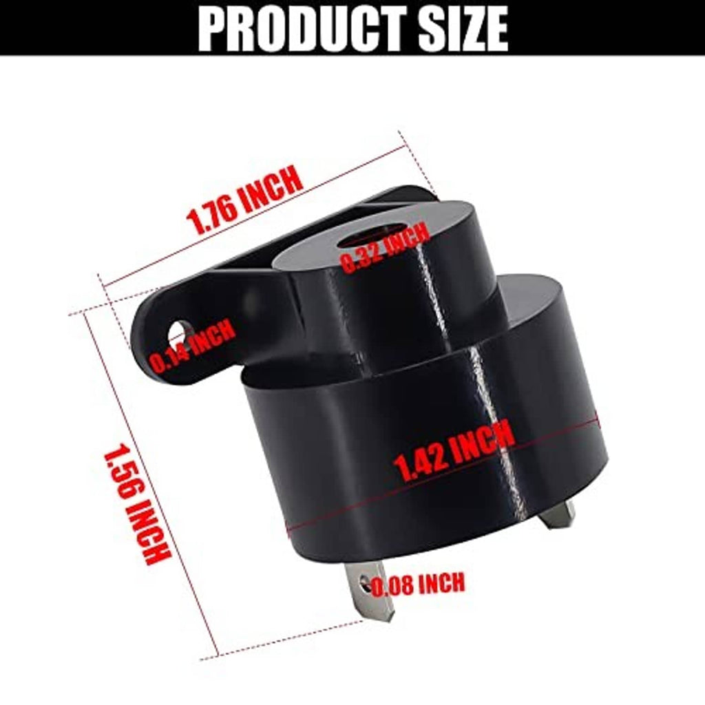 Buzzer size diagram with red measurements and top view of black buzzer housing